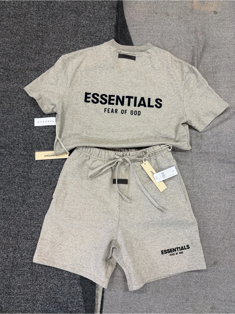 Essentials Men’s Heather Gray Shorts Set - Taupe/Beige - Picture 2 of 6